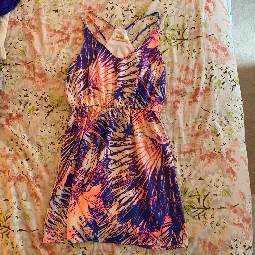 Blue and Orange Palms Dress